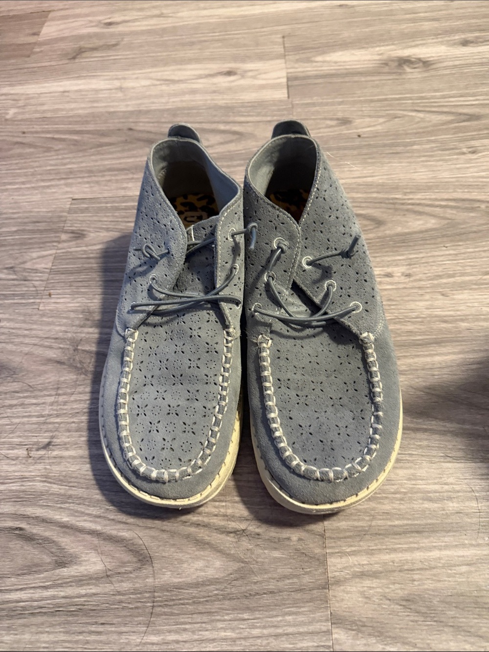 Hey Dude Women's Perforated Suede Ankle Booties - Gray size 10